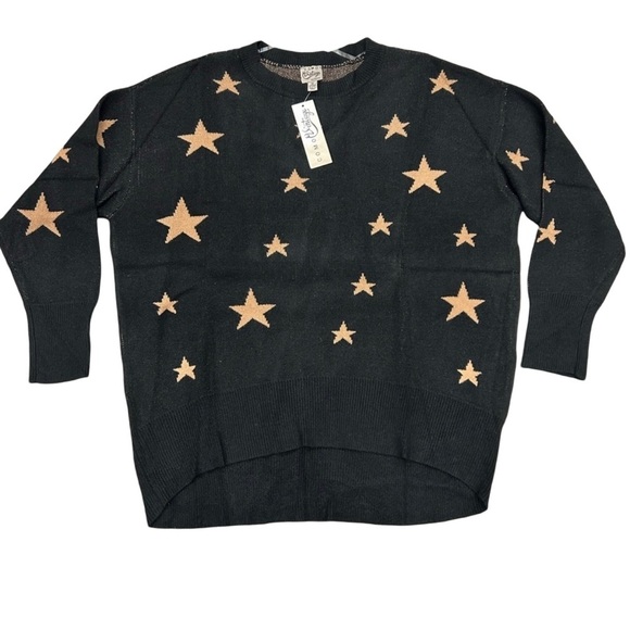 Como Vintage Sweaters - Plus Size Como Vintage Sweater with Stars Black Color Size 3 X